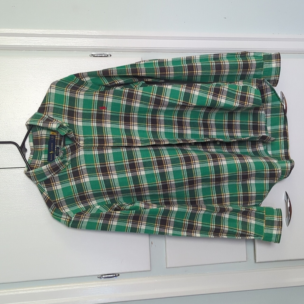 Polo Ralph Lauren Men’s Green Plaid Flannel Shirt – Size L – Button Down